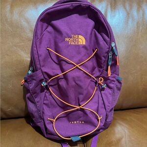 The North Face Violet Backpack with Orange Accents